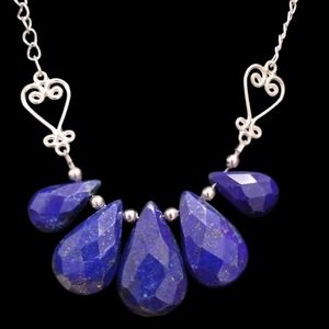 Elegant Lapis Teardrop Statement Necklace